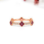 Natural Ruby Clover Leaf Ring With Natural Diamond - Image 6