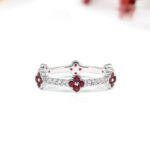 Natural Ruby Clover Leaf Ring With Natural Diamond - Image 5