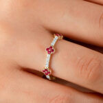 Natural Ruby Clover Leaf Ring With Natural Diamond - Image 4