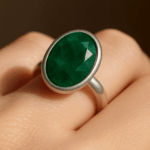 Emerald Oval Sterling Silver Ring - Image 2