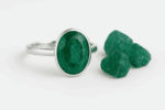 Emerald Oval Sterling Silver Ring - Image 3