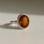 Hessonite Oval Sterling Silver Ring
