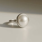South Sea Pearl Round Sterling Silver Ring