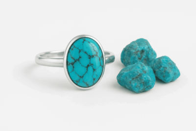 Firoza Oval Sterling Silver Ring - Image 3