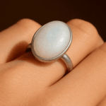 Minimum Fire White Opal Oval Sterling Silver Ring - Image 2