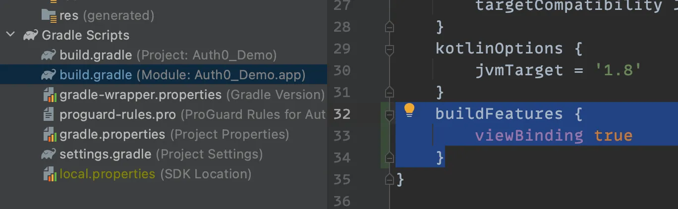 Enable view binding in Android apps