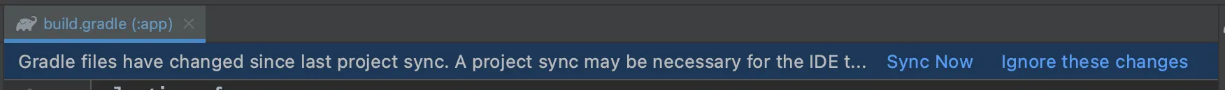 Android Studio Gradle sync notification