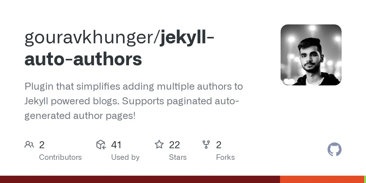 Preview image of gouravkhunger/jekyll-auto-authors | github.com