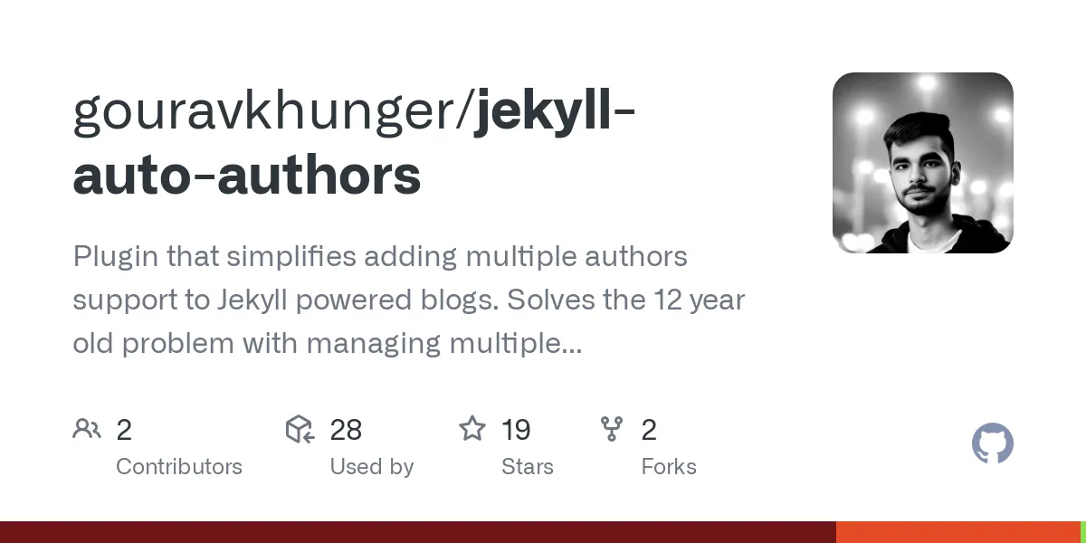 Preview image of gouravkhunger/jekyll-auto-authors | github.com