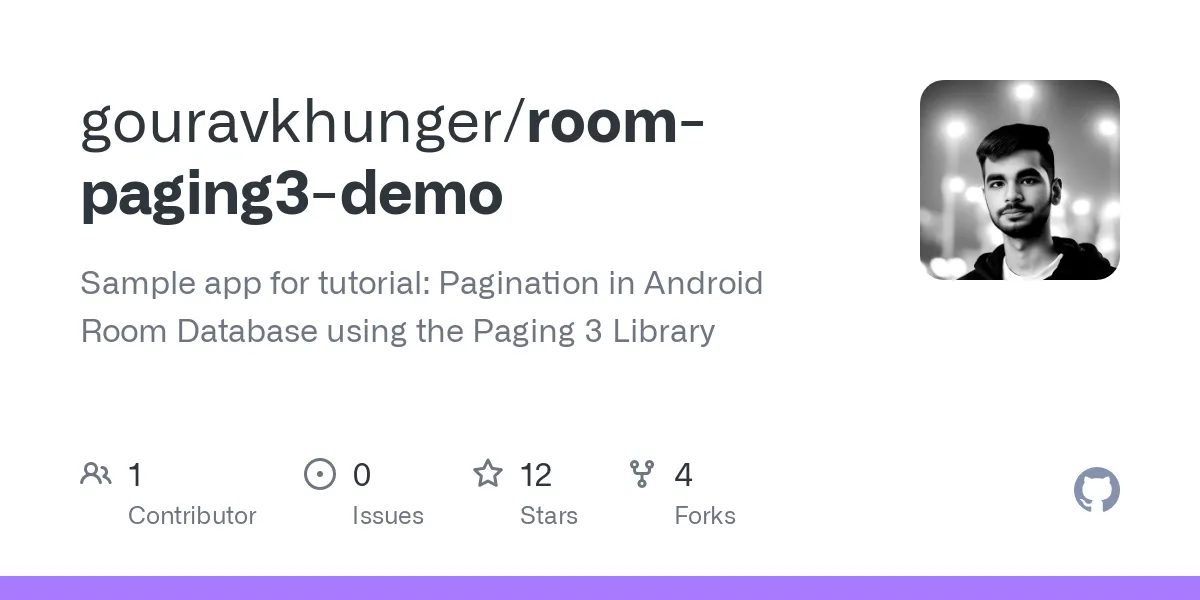 Preview image of gouravkhunger/paging3-room-demo | github.com