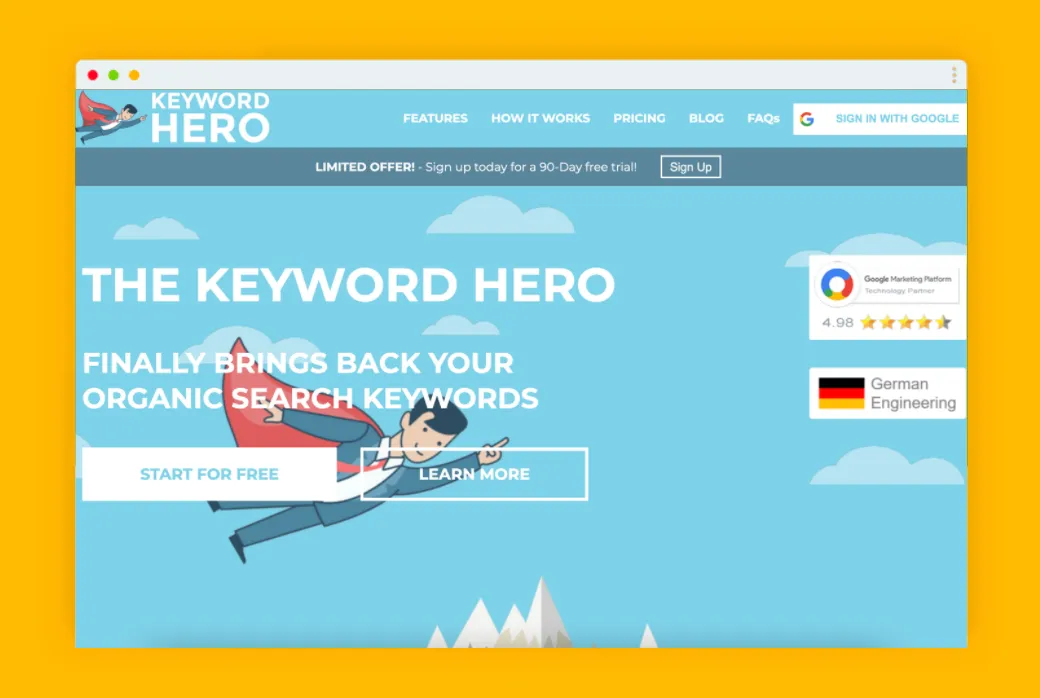 Keyword Hero website screenshot