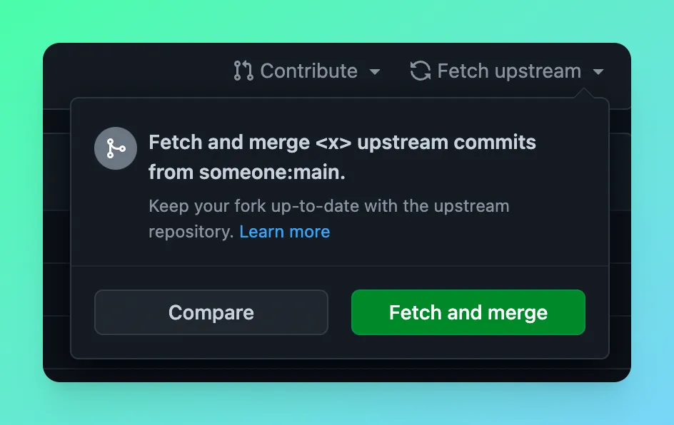 Fetch upstream button on GitHub