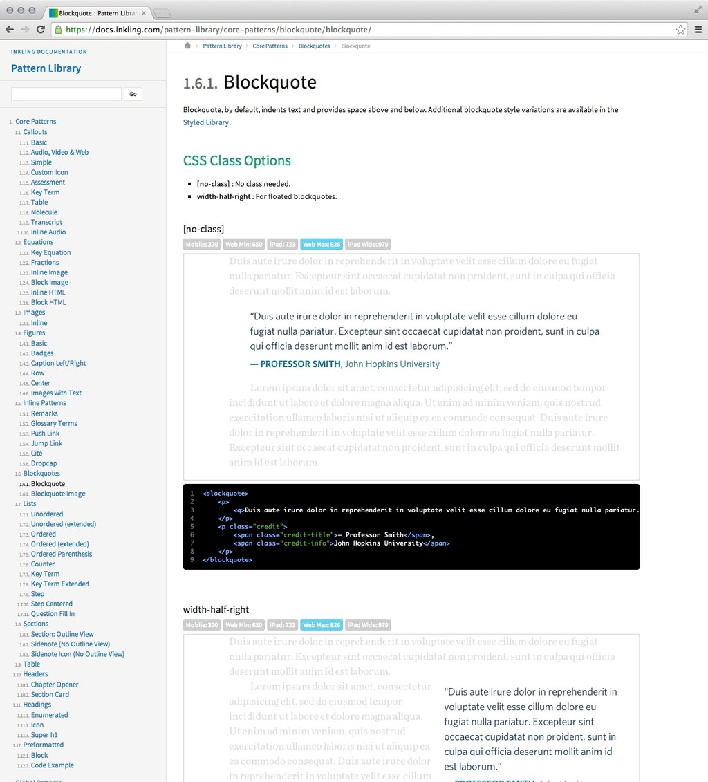 Screenshot of the patten library.