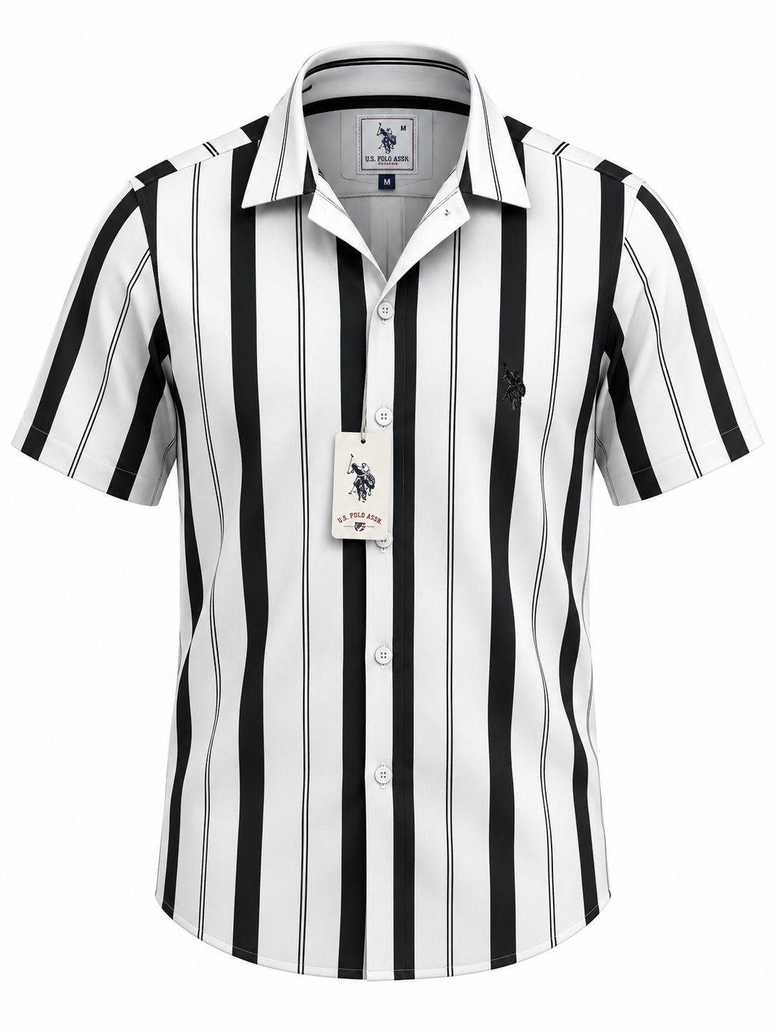 Men's Elegant Black & White Stripe Shirt