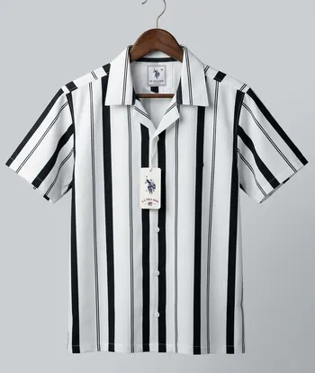 Men's Elegant Black & White Stripe Shirt