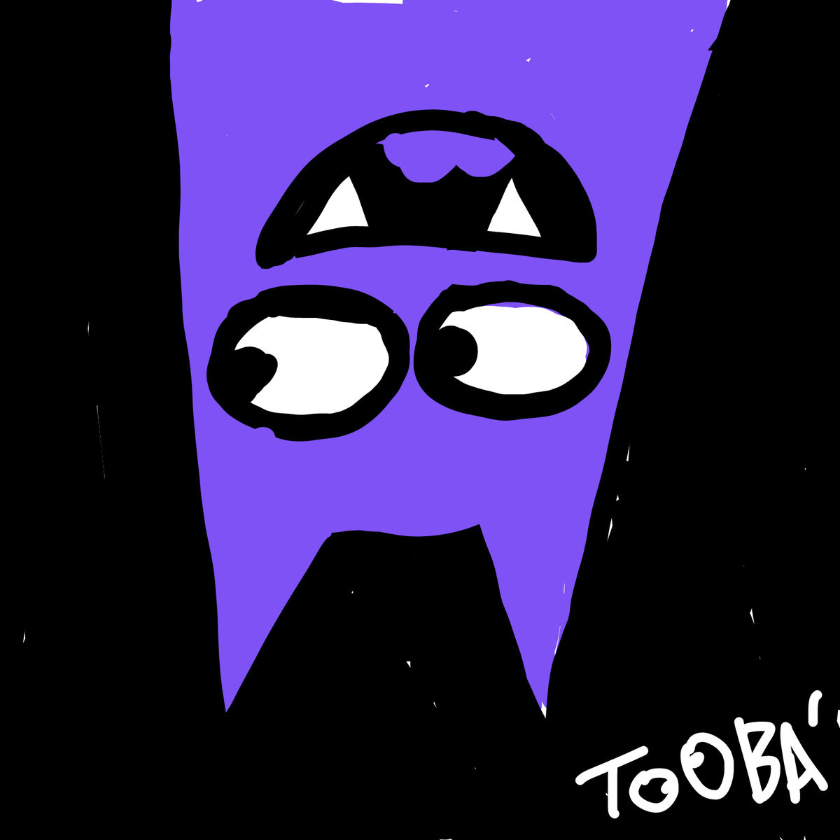 Crude drawing of a bat hanging upside down