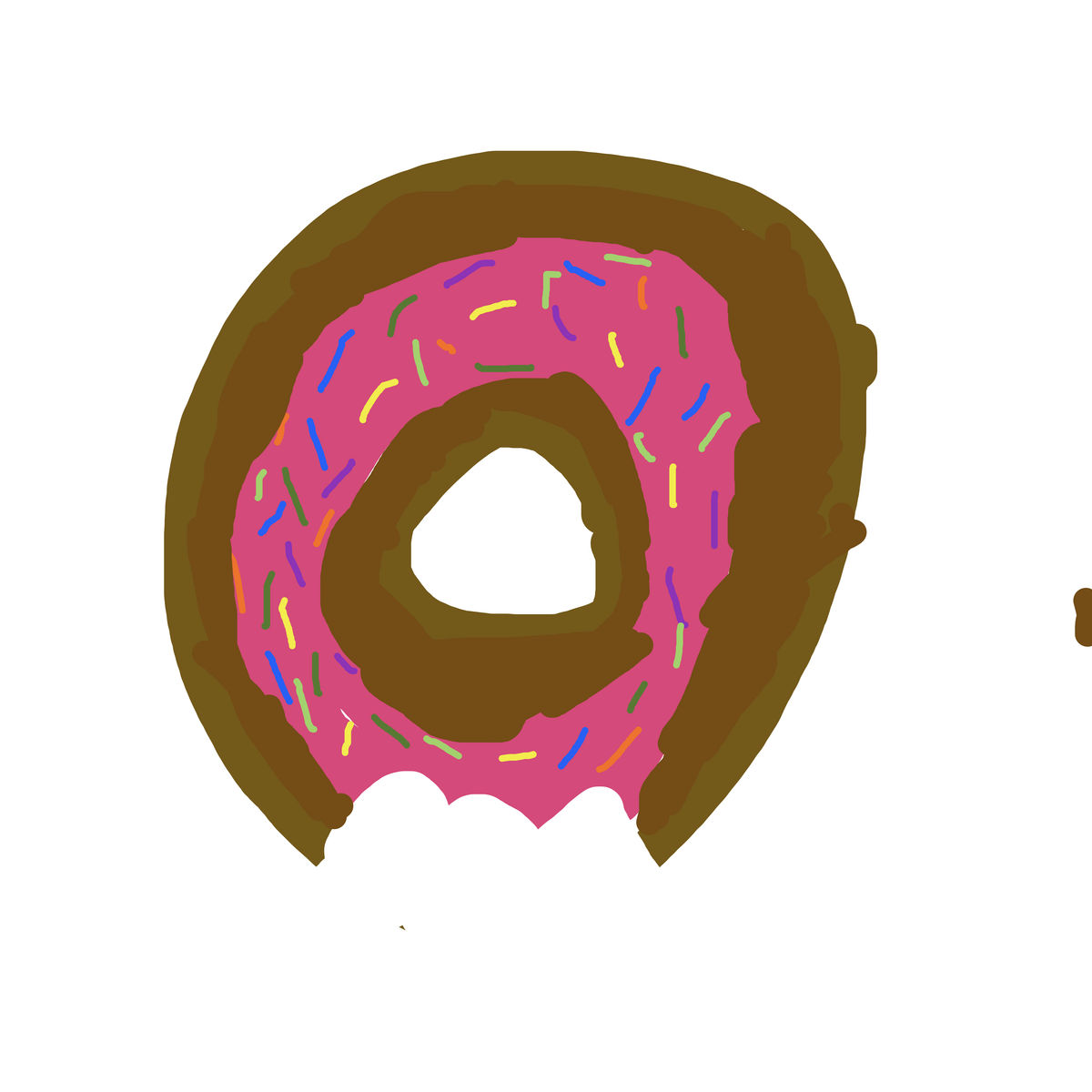 Drawing of a donut with pink icing