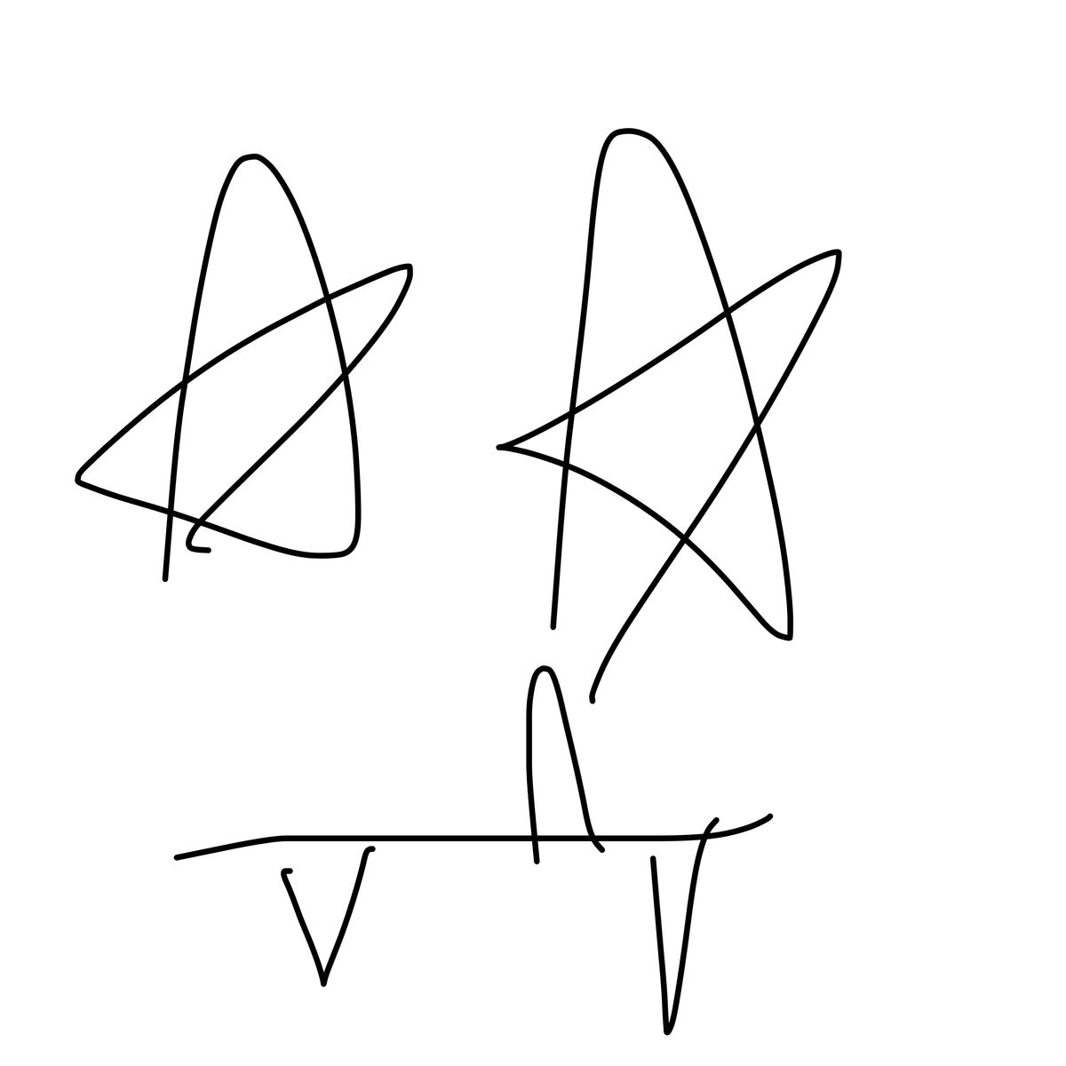 Loose black ink scribble of overlapping stars