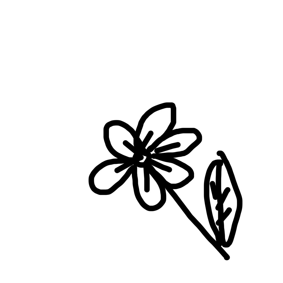 Crude black ink drawing of a daisy flower
