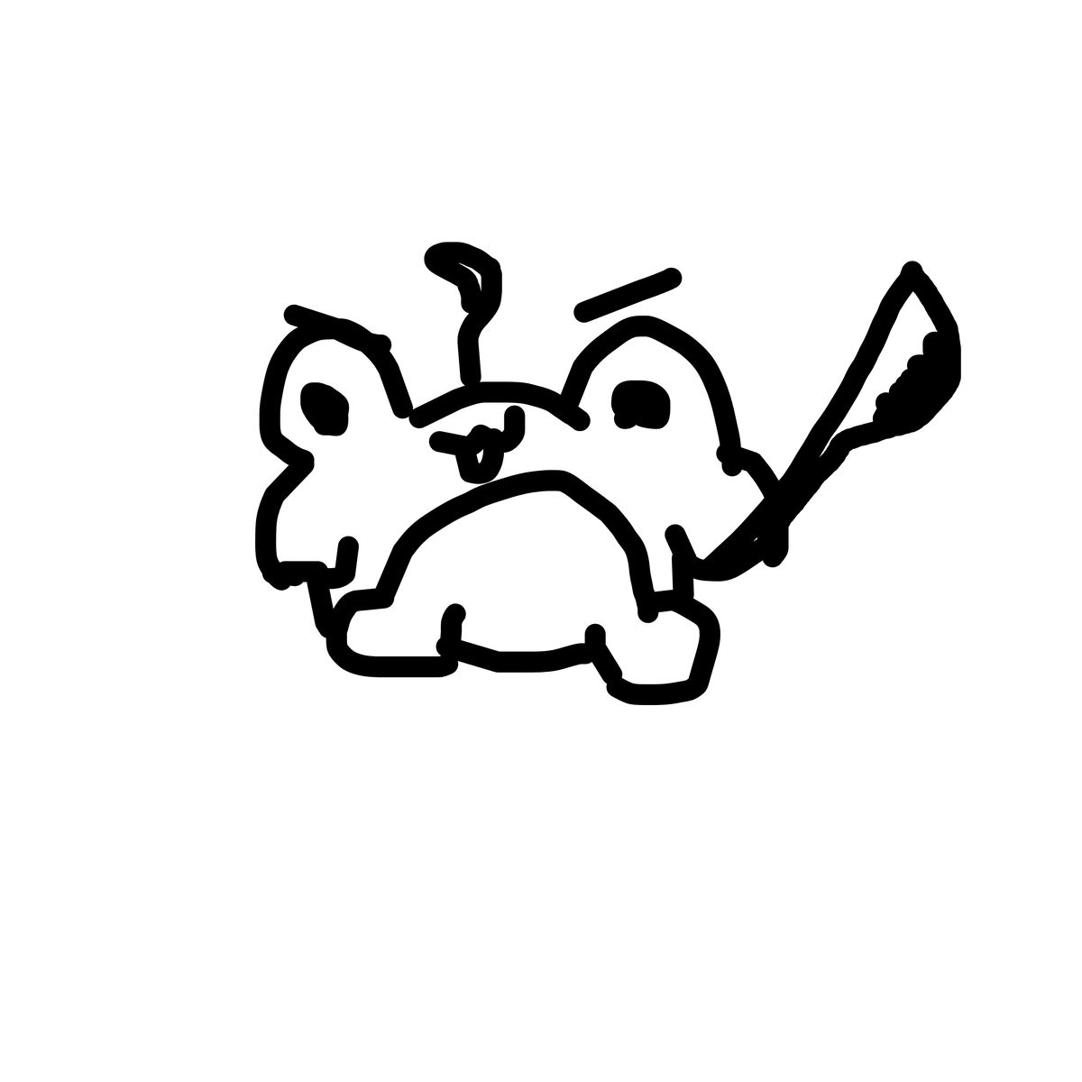 Crude black ink drawing of a small round creature with antennae