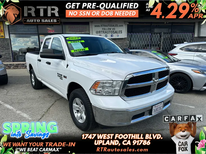 WHITE, 2020 RAM 1500 CLASSIC QUAD CAB Image 1