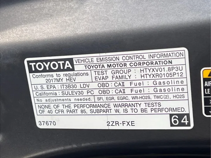 GRAY, 2017 TOYOTA PRIUS V Image 18