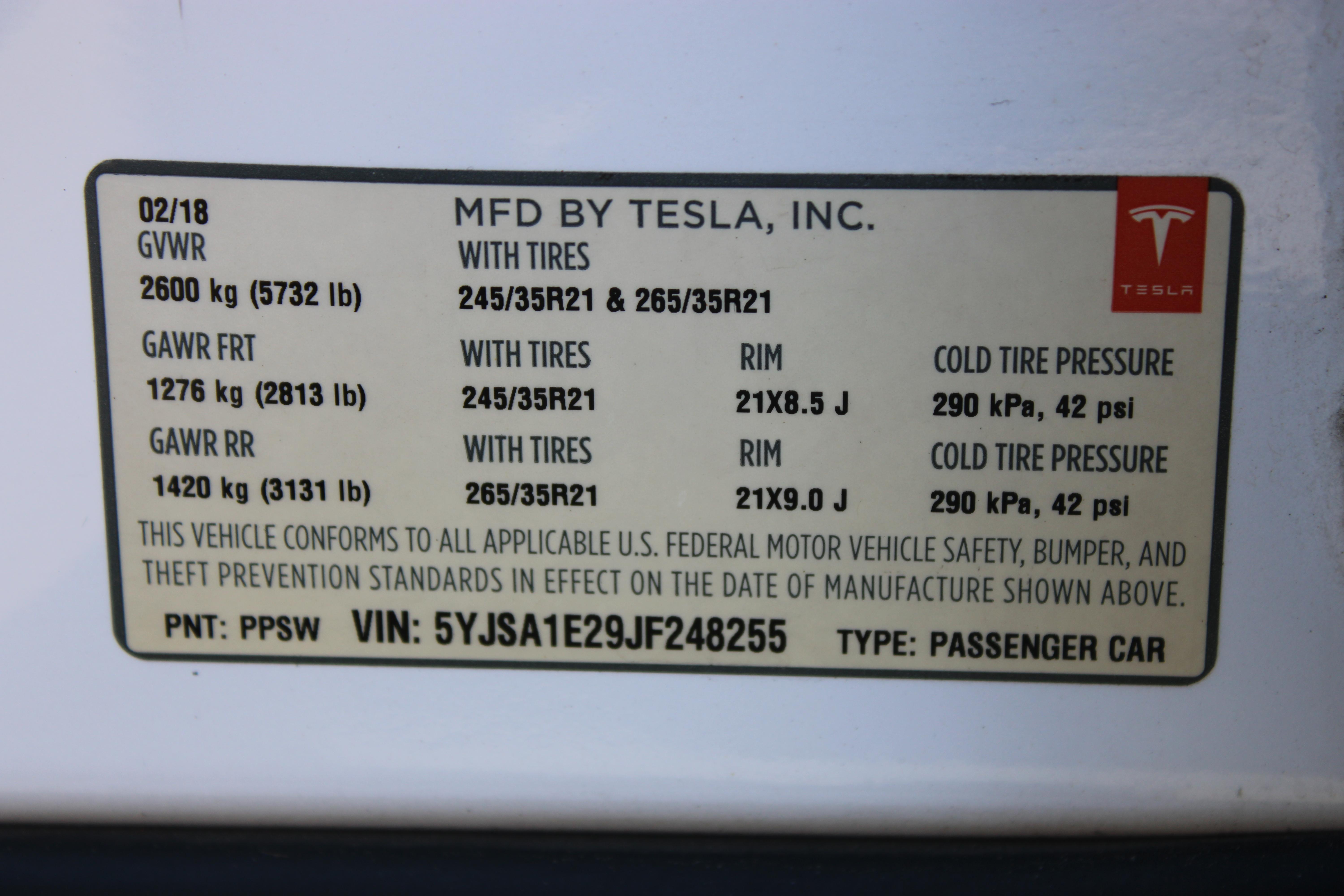 WHITE, 2018 TESLA MODEL S Image 27