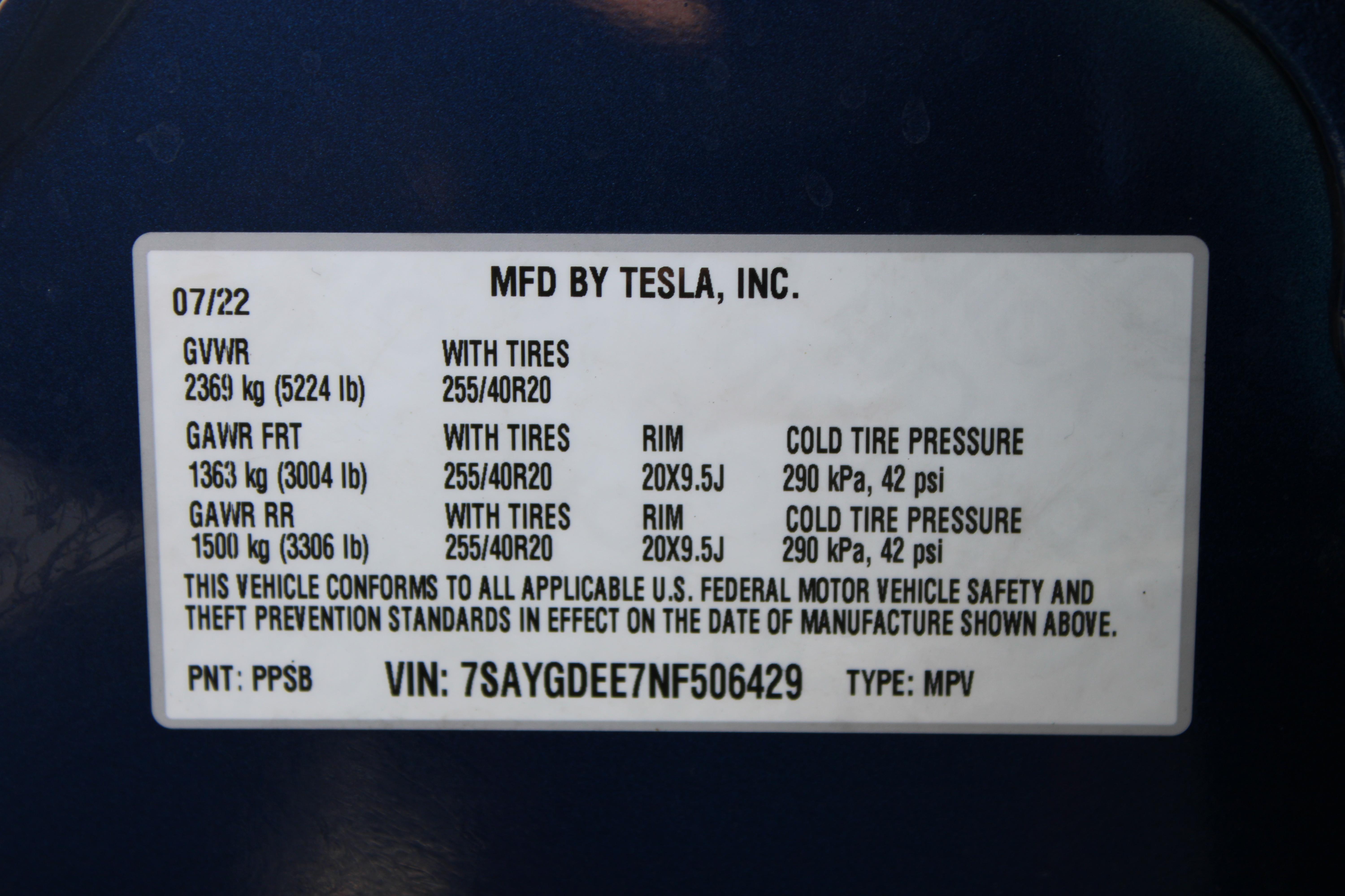 BLUE, 2022 TESLA MODEL Y Image 20