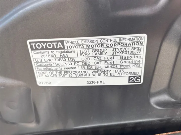 GRAY, 2018 TOYOTA PRIUS Image 7