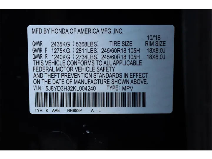 BLACK, 2019 ACURA MDX Image 24