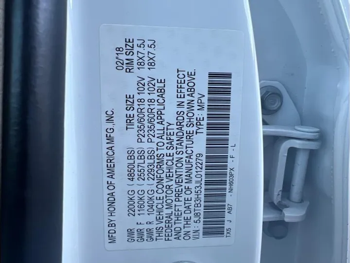 WHITE, 2018 ACURA RDX Image 18