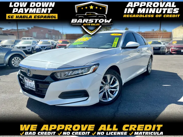 WHITE, 2019 HONDA ACCORD Image 1