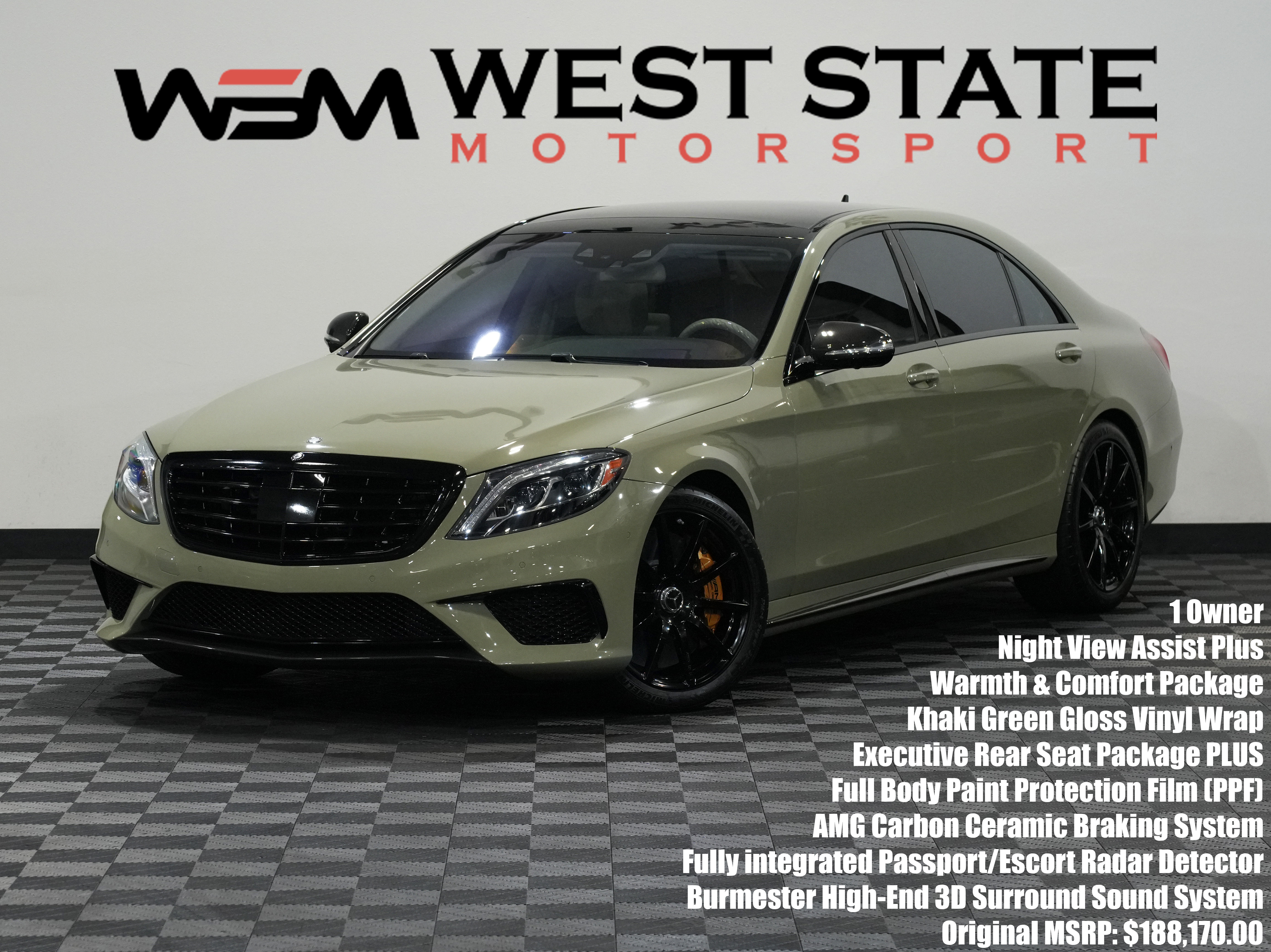 GREEN, 2015 MERCEDES-BENZ S-CLASS Image 1