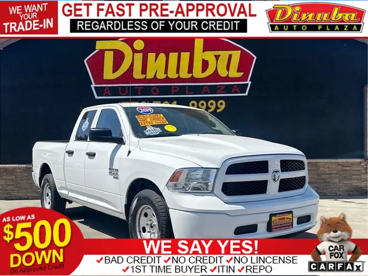 WHITE, 2019 RAM 1500 CLASSIC QUAD CAB Image 1