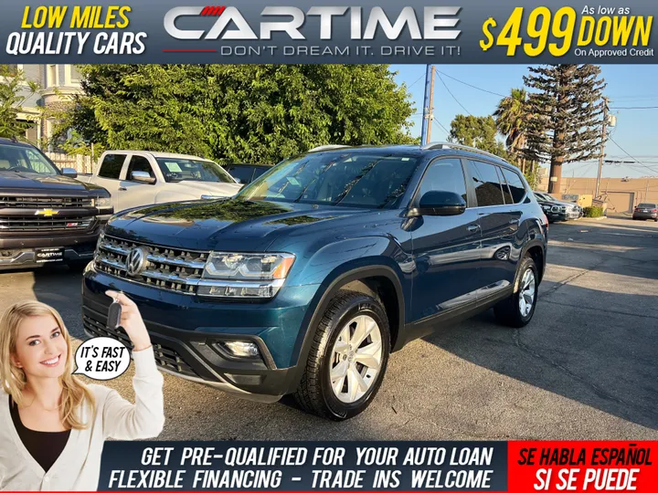 BLUE, 2018 VOLKSWAGEN ATLAS SE W/TECH PKG Image 1