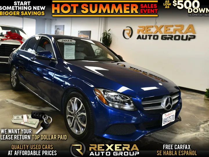 BLUE, 2018 MERCEDES-BENZ C-CLASS Image 1