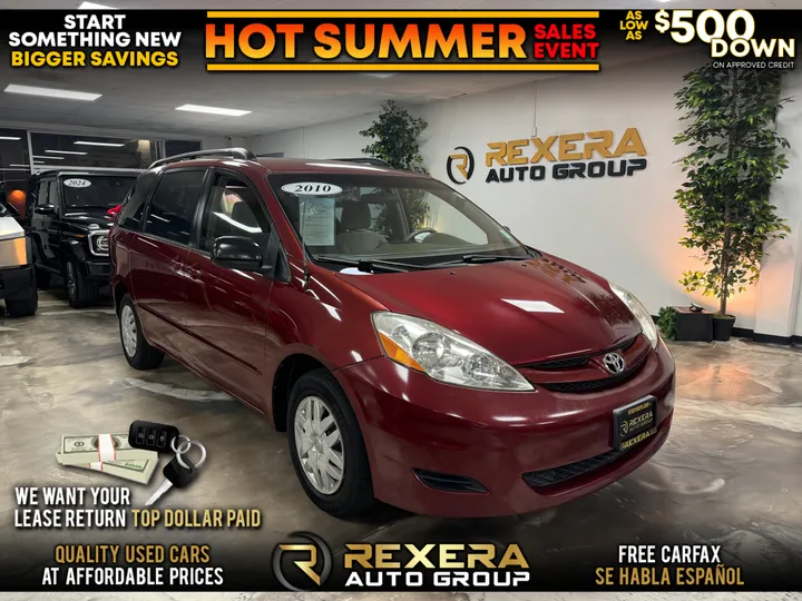 RED, 2010 TOYOTA SIENNA Image 1