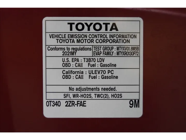 RED, 2021 TOYOTA COROLLA Image 38