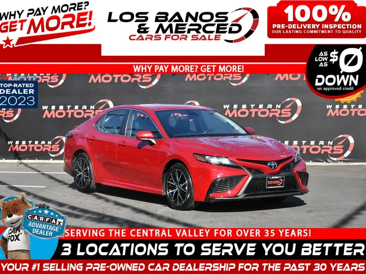 RED, 2021 TOYOTA CAMRY Image 1