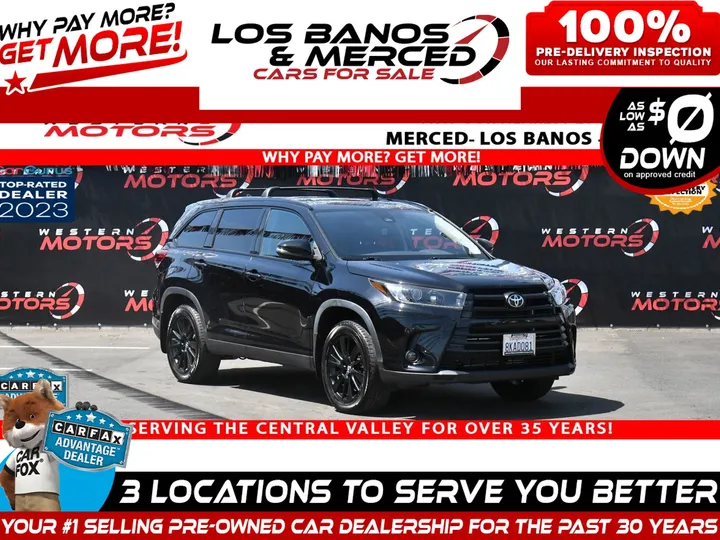 BLACK, 2019 TOYOTA HIGHLANDER Image 1