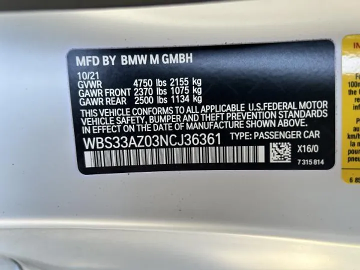 FROZEN WHITE METALLIC, 2022 BMW M4 COMPETITION Image 17