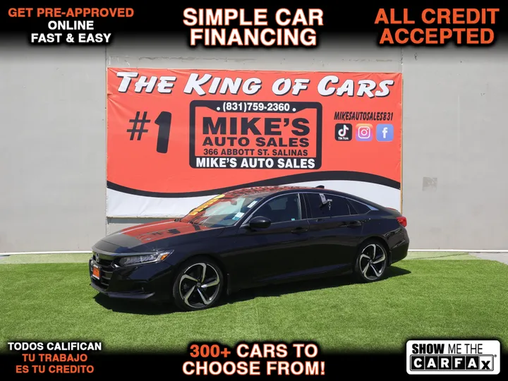 BLACK, 2021 HONDA ACCORD SPORT Image 1