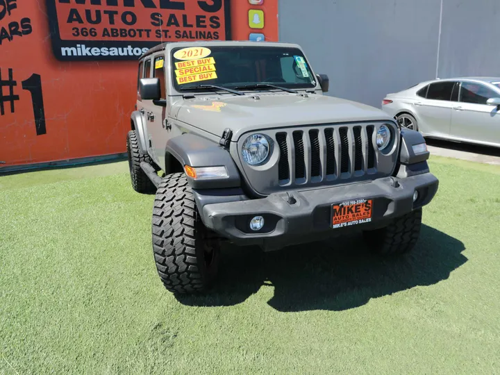 GRAY, 2021 JEEP WRANGLERUNLIMITED UNLIMITED SPORT Image 2