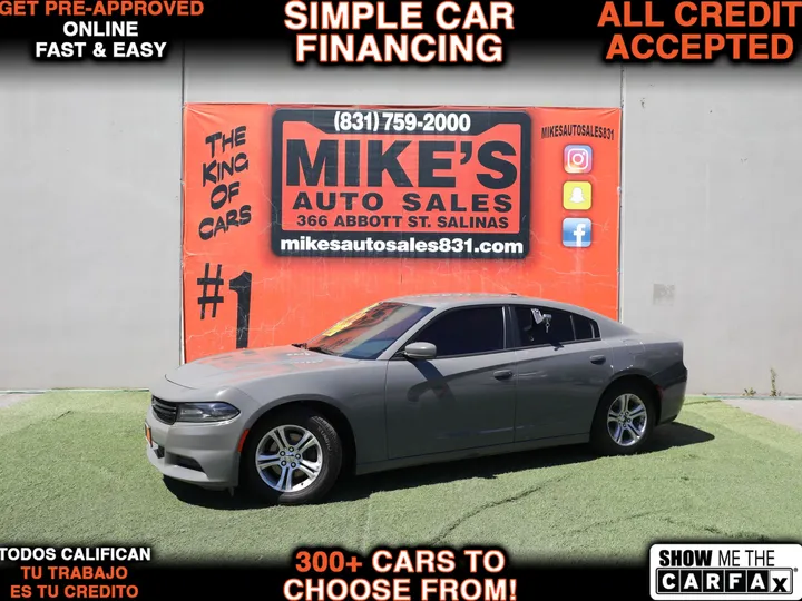 GRAY, 2019 DODGE CHARGER SXT Image 1