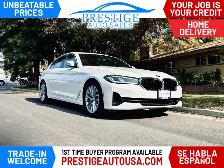 WHITE, 2021 BMW 5 SERIES Image 1