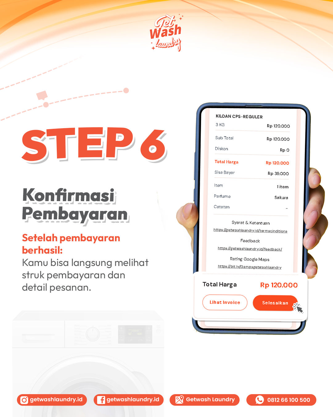 Step 6 Tutorial Tracking & Pembayaran Laundry - Getwash Laundry