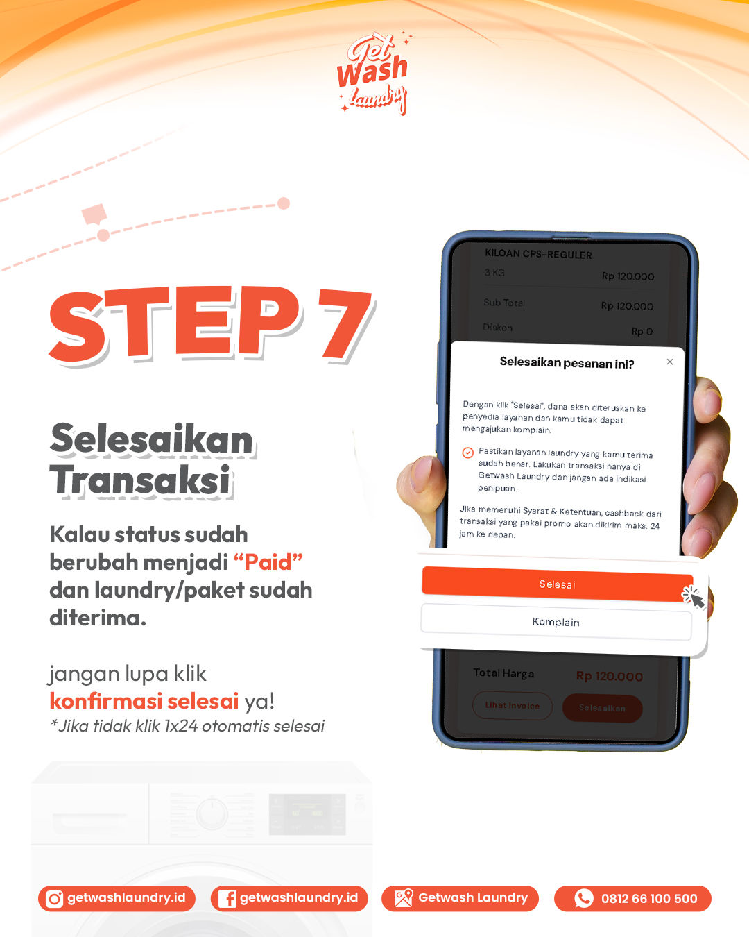 Step 7 Tutorial Tracking & Pembayaran Laundry - Getwash Laundry