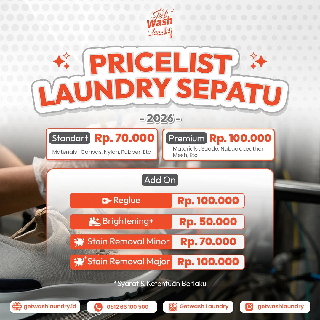 Pricelist Laundry Sepatu 2026 - Getwash Laundry
