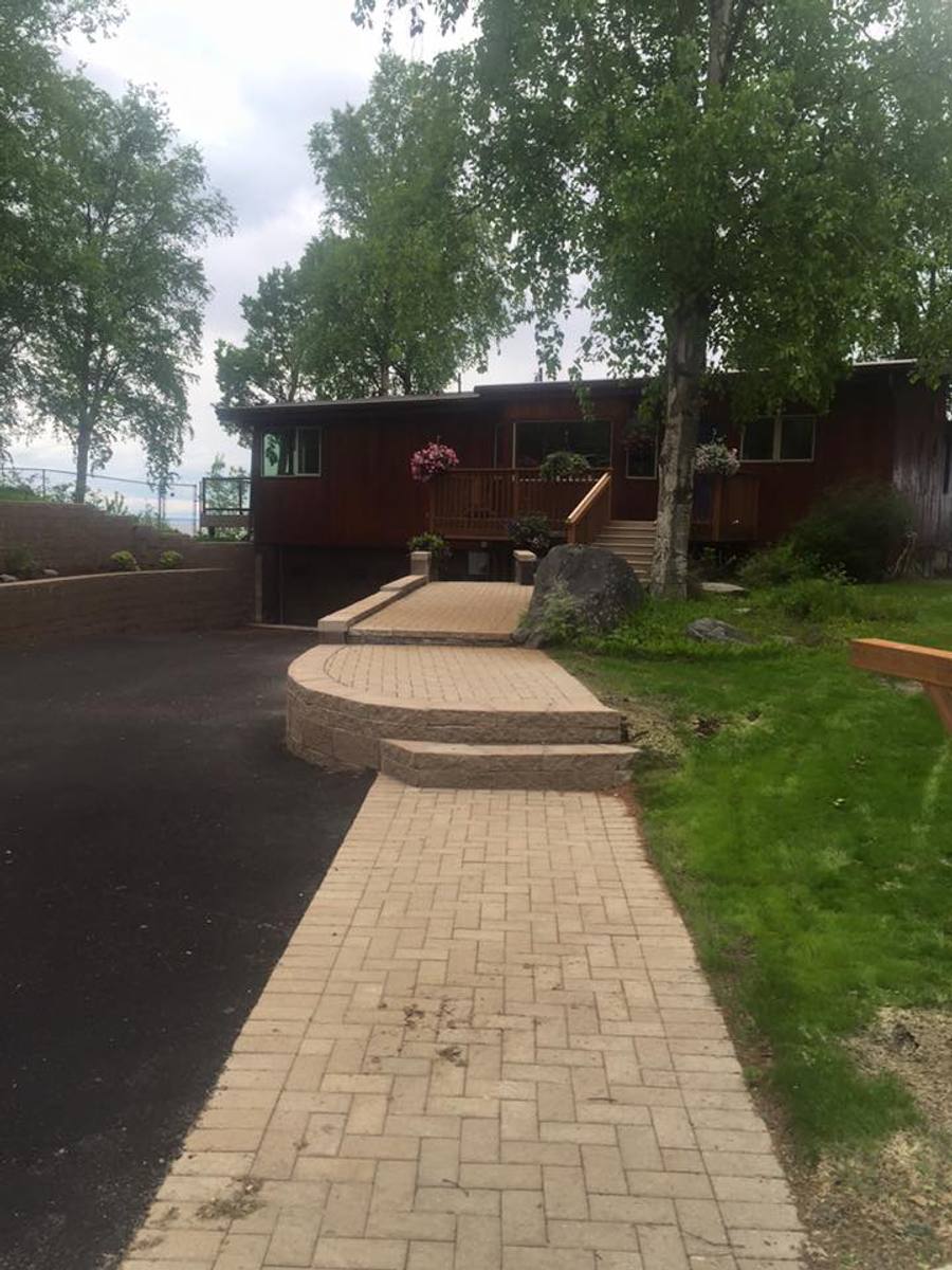 Decorative concrete walkway and steps by Titan LLC in Anchorage, Alaska