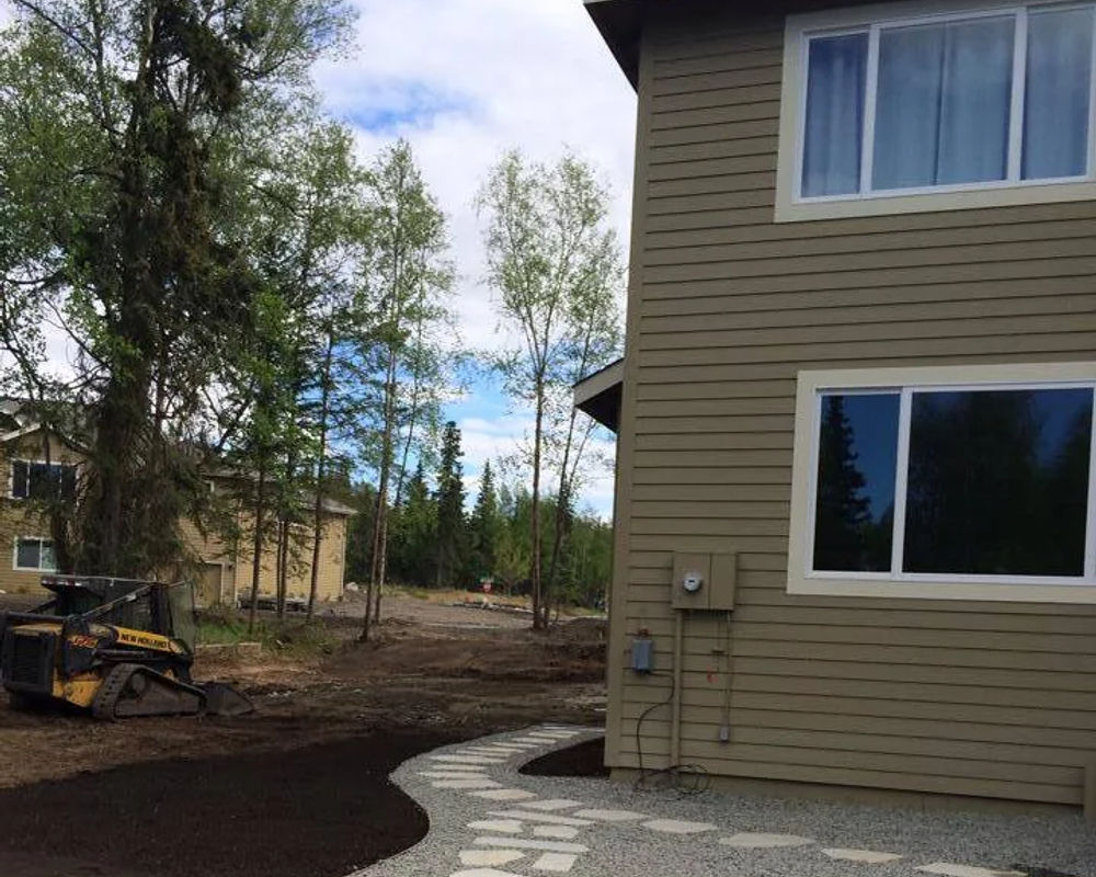 Outdoor fire pit and pergola living area, Anchorage Alaska